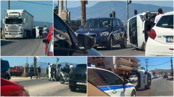 ΧΑΛΚΙΔΑ: Ανατροπή Ι.Χ. στη Λιανή Άμμο - Στη μέση του δρόμου όρθιο κατέληξε το αυτοκίνητο (φωτό)