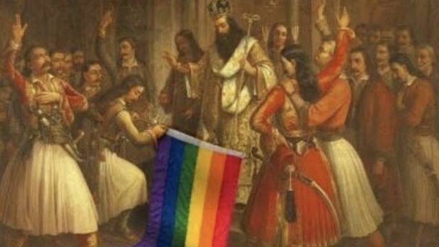 ΛΟΑΤΚΙ ΕΛΛΑΔΑΣ: Έβαλαν την σημαία τους σε πίνακα για την επανάσταση του 1821