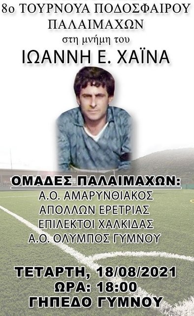 ΤΟΥΡΝΟΥΑ ΠΑΛΑΙΜΑΧΩΝ ΓΙΑΝΝΗΣ ΧΑΪΝΑΣ: Θα συγκεντρωθούν προϊόντα για τους πυρόπληκτους της Βόρειας Εύβοιας