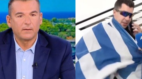 Εξαλλος ο Λιάγκας με τον Ποτσέπη, επειδή τυλίχτηκε με την ελληνική σημαία στον αέρα της εκπομπής του (VIDEO)