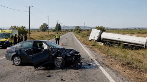 Τροχαίο ατύχημα στην Καστελλα - Σύγκρουση Ι.Χ. με βυτιοφόρο