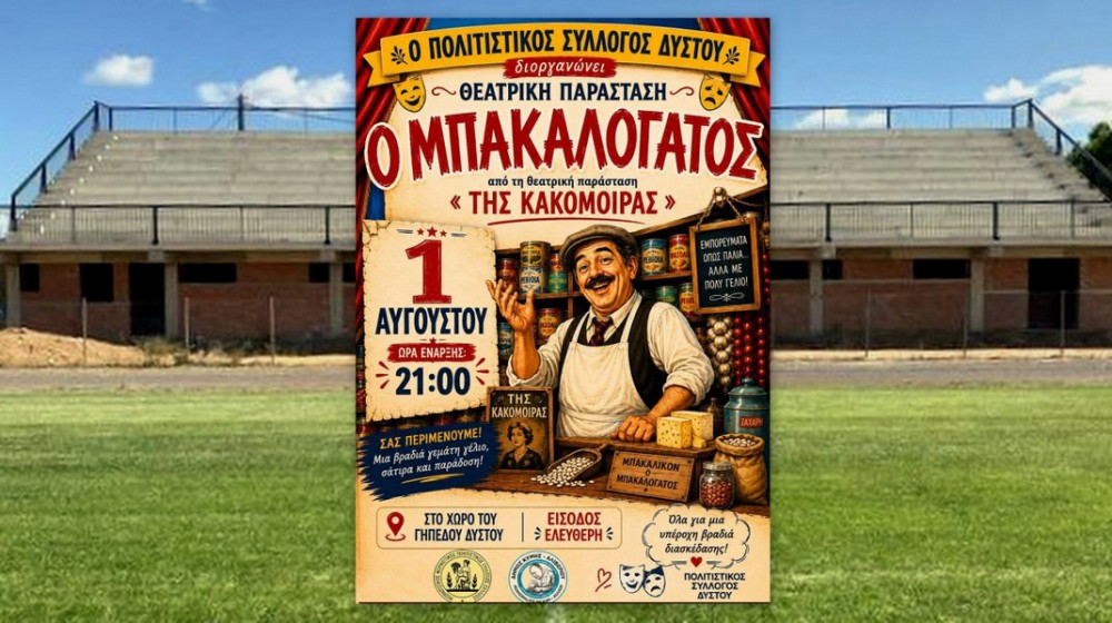 ΔΥΣΤΟΣ: Θεατρική βραδιά με άφθονο γέλιο από τον Πολιτιστικό Σύλλογο