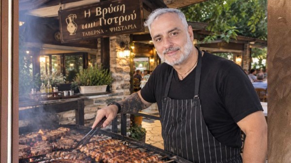 ΒΡΥΣΗ ΤΟΥ ΓΙΑΤΡΟΥ: Χαμογελαστός πάνω από τη ψησταριά ο Σταύρος Καρλατήρας