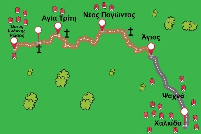 Προσκυνηματική διαδρομή προς τον Άγιο Ιωάννη Ρώσο σε δασικό μονοπάτι