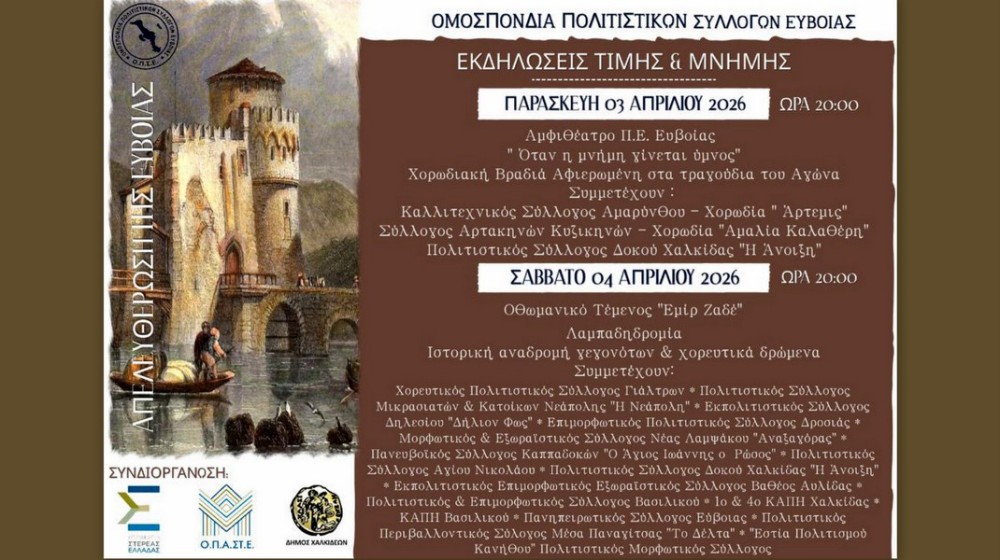 ΧΑΛΚΙΔΑ: Πότε και που θα γίνουν οι εκδηλώσεις για  την Απελευθέρωση της Εύβοιας
