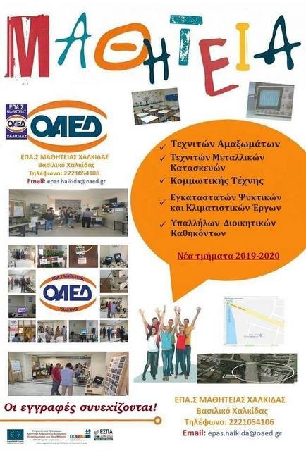 ΧΑΛΚΙΔΑ: Συνεχίζονται οι εγγραφές στις Σχολές του ΟΑΕΔ