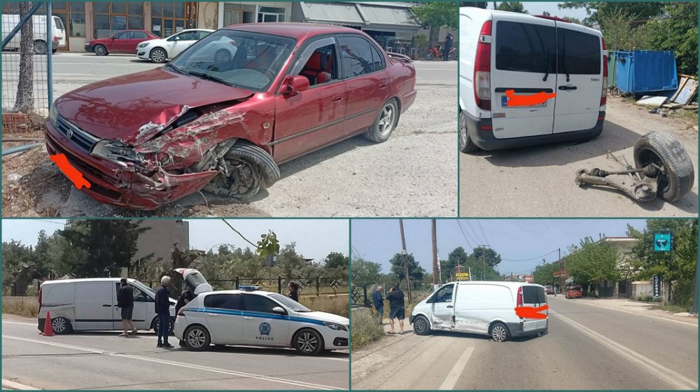 ΕΡΕΤΡΙΑ: Σύγκρουση κλούβας με αυτοκίνητο στο Μαλακώντα (φωτό)